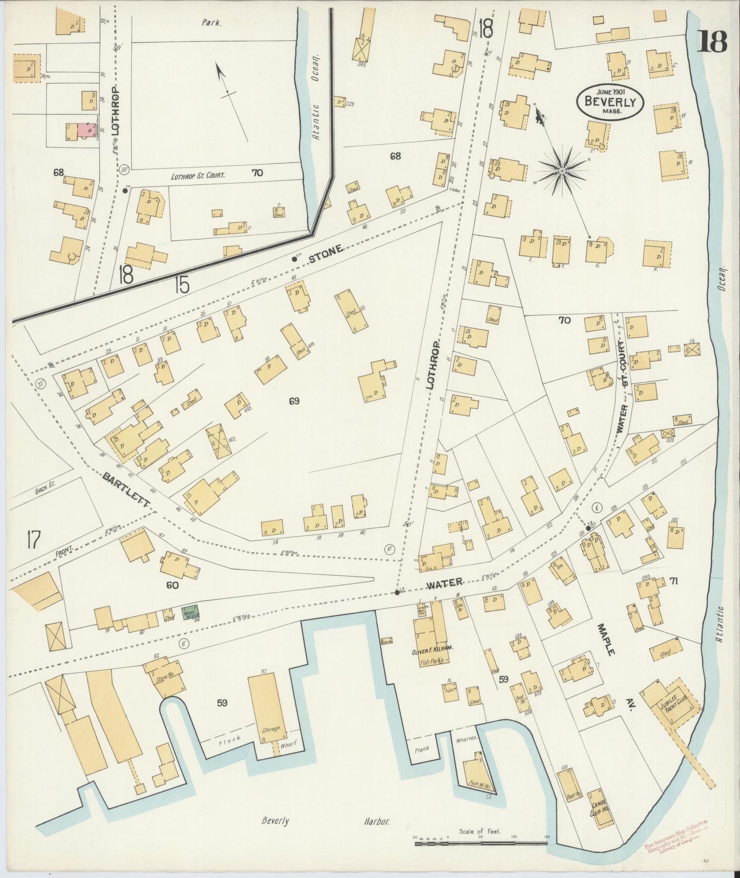 Sanborn Fire Insurance Map from Beverly, Essex County, Massachusetts (1901), Sheet #0018 - Complete Map Set gallery image, historic Sanborn map, vintage wall art, Massachusetts Massachusetts