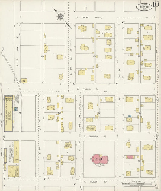 Sanborn Fire Insurance Map from Ritzville, Adams County, Washington (1922), Sheet #0010 - Historic Sanborn Fire Insurance Map Print, vintage old map wall art, antique decor, genealogy gift, Washington Washington map