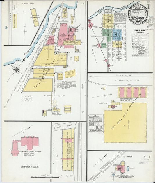 Sanborn Fire Insurance Map from Port Gibson, Claiborne County, Mississippi (1900), Sheet #0001 - Historic Sanborn Fire Insurance Map Print, vintage old map wall art, antique decor, genealogy gift, Mississippi Mississippi map