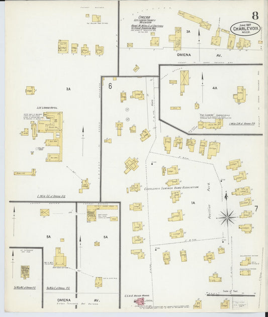 Sanborn Fire Insurance Map from Charlevoix, Charlevoix County, Michigan (1907), Sheet #0008 - Historic Sanborn Fire Insurance Map Print, vintage old map wall art, antique decor, genealogy gift, Michigan Michigan map