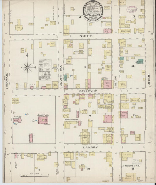 Sanborn Fire Insurance Map from Opelousas, Saint Landry Parish, Louisiana. (1885) – Historic Sanborn Fire Insurance Map Print