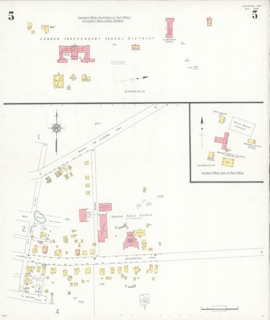 Sanborn Fire Insurance Map from Overton, Rusk County, Texas (1936), Sheet #0005 - Historic Sanborn Fire Insurance Map Print, vintage old map wall art, antique decor, genealogy gift, Texas Texas map
