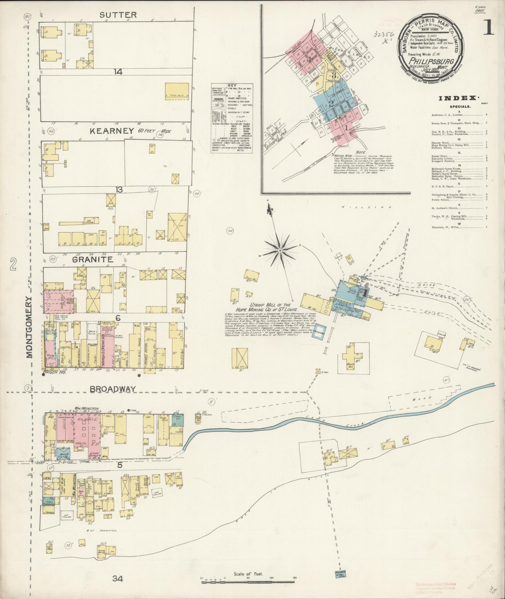 Sanborn Fire Insurance Map from Philipsburg, Granite County, Montana. (1892) – Historic Sanborn Fire Insurance Map Print