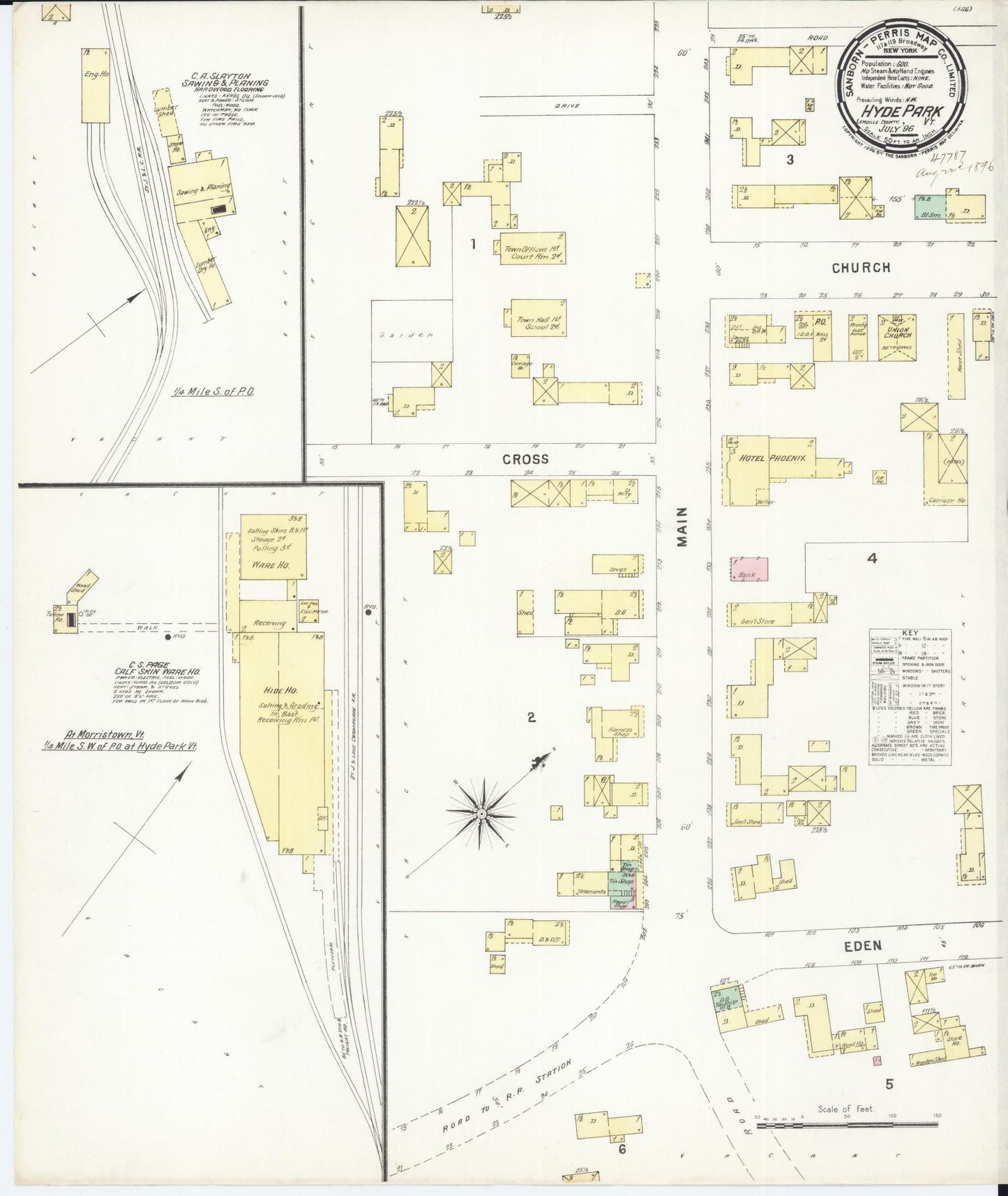 Sanborn Fire Insurance Map from Hyde Park, Lamoille County, Vermont. (1896) – Historic Sanborn Fire Insurance Map Print