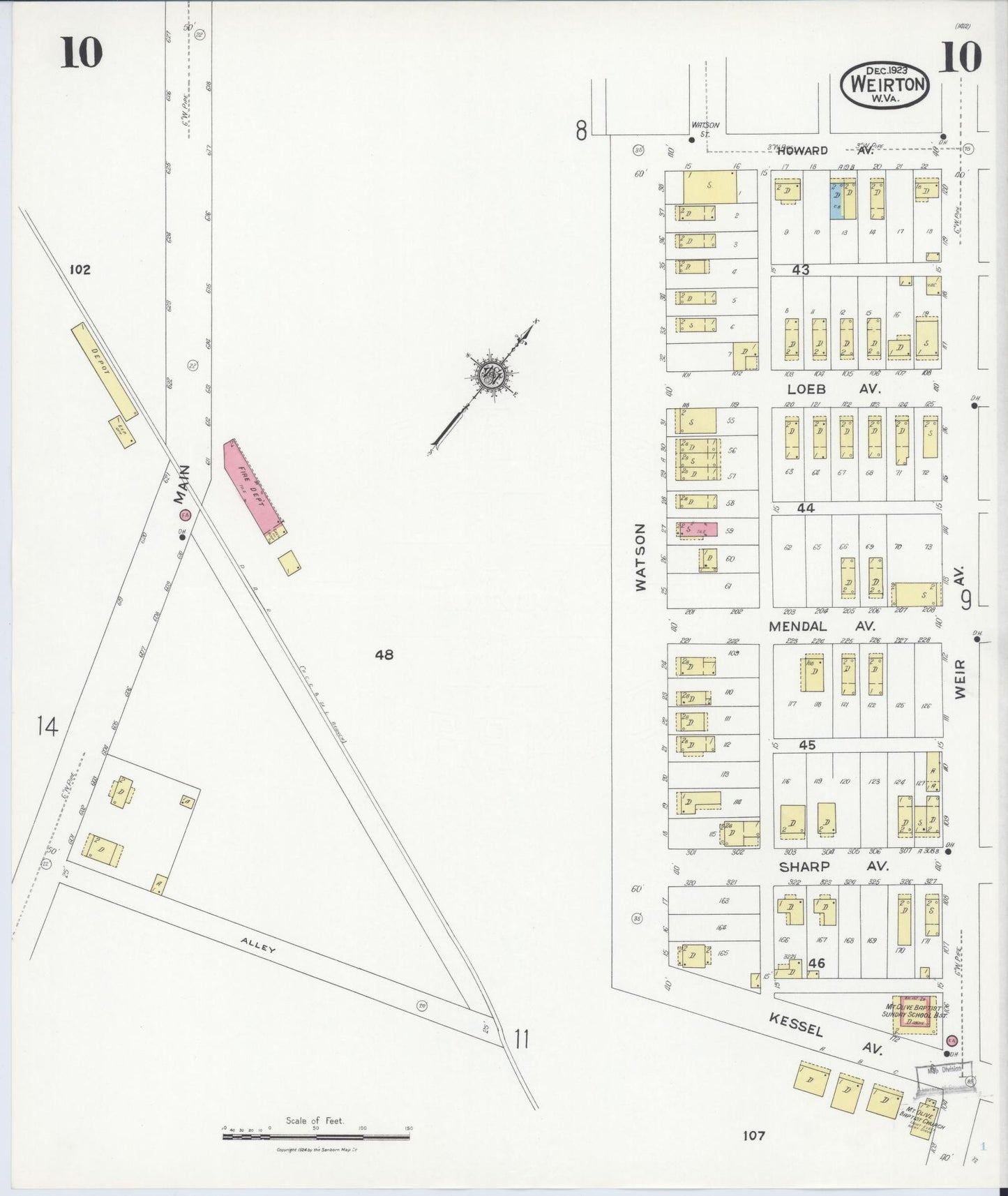Sanborn Fire Insurance Map from Weirton, Hancock County, West Virginia (1923), Sheet #0010 - Complete Map Set gallery image, historic Sanborn map, vintage wall art, West Virginia West Virginia