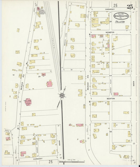 Sanborn Fire Insurance Map from New Brighton, Beaver County, Pennsylvania (1913), Sheet #0025 - Historic Sanborn Fire Insurance Map Print, vintage old map wall art, antique decor, genealogy gift, Pennsylvania Pennsylvania map