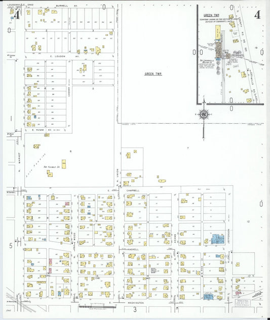 Sanborn Fire Insurance Map from Loudonville, Ashland County, Ohio (1950), Sheet #0004 - Historic Sanborn Fire Insurance Map Print, vintage old map wall art, antique decor, genealogy gift, Ohio Ohio map