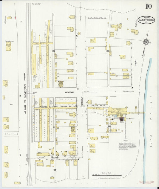 Sanborn Fire Insurance Map from Catlettsburg, Boyd County, Kentucky (1912), Sheet #0010 - Historic Sanborn Fire Insurance Map Print, vintage old map wall art, antique decor, genealogy gift, Kentucky Kentucky map