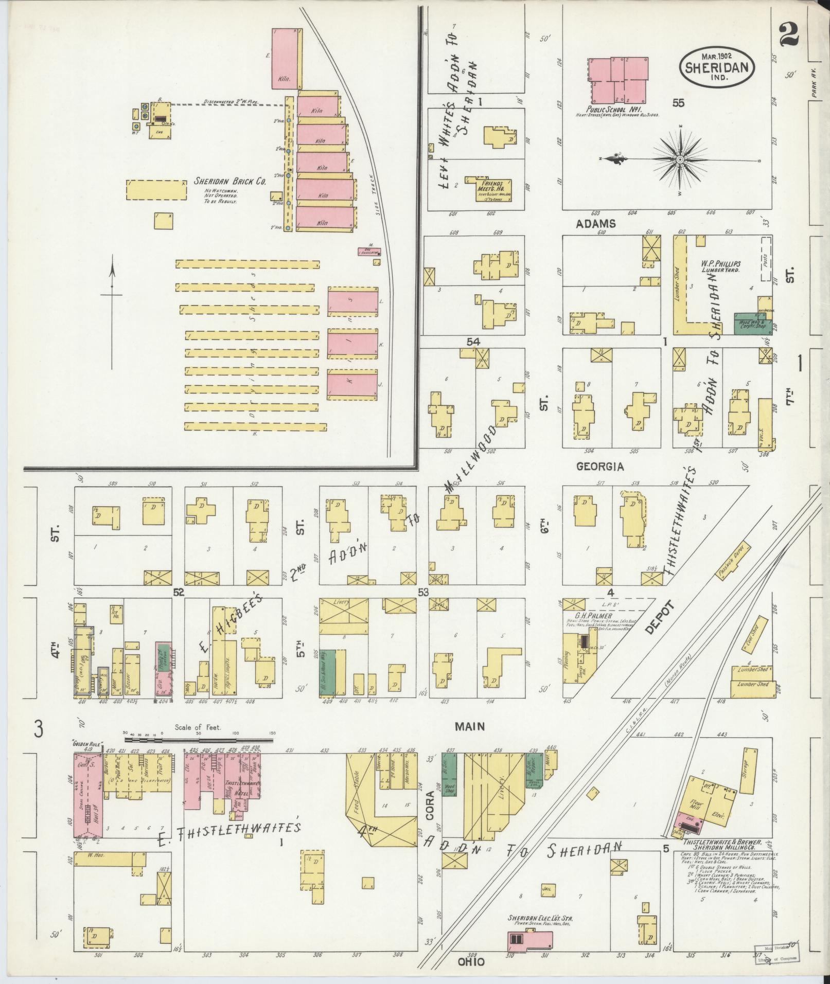 Sanborn Fire Insurance Map from Sheridan, Hamilton County, Indiana (1902), Sheet #0002 - Historic Sanborn Fire Insurance Map Print, vintage old map wall art, antique decor, genealogy gift, Indiana Indiana map