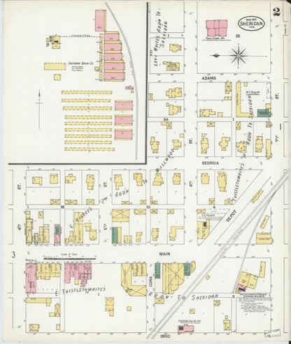 Sanborn Fire Insurance Map from Sheridan, Hamilton County, Indiana (1902), Sheet #0002 - Historic Sanborn Fire Insurance Map Print, vintage old map wall art, antique decor, genealogy gift, Indiana Indiana map