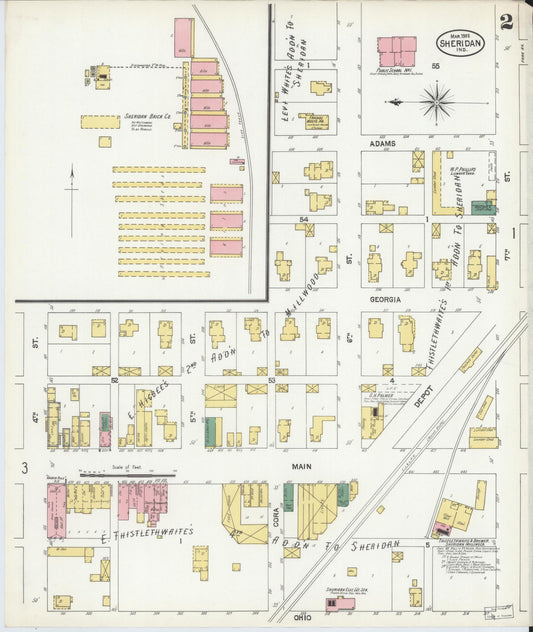 Sanborn Fire Insurance Map from Sheridan, Hamilton County, Indiana (1902), Sheet #0002 - Historic Sanborn Fire Insurance Map Print, vintage old map wall art, antique decor, genealogy gift, Indiana Indiana map