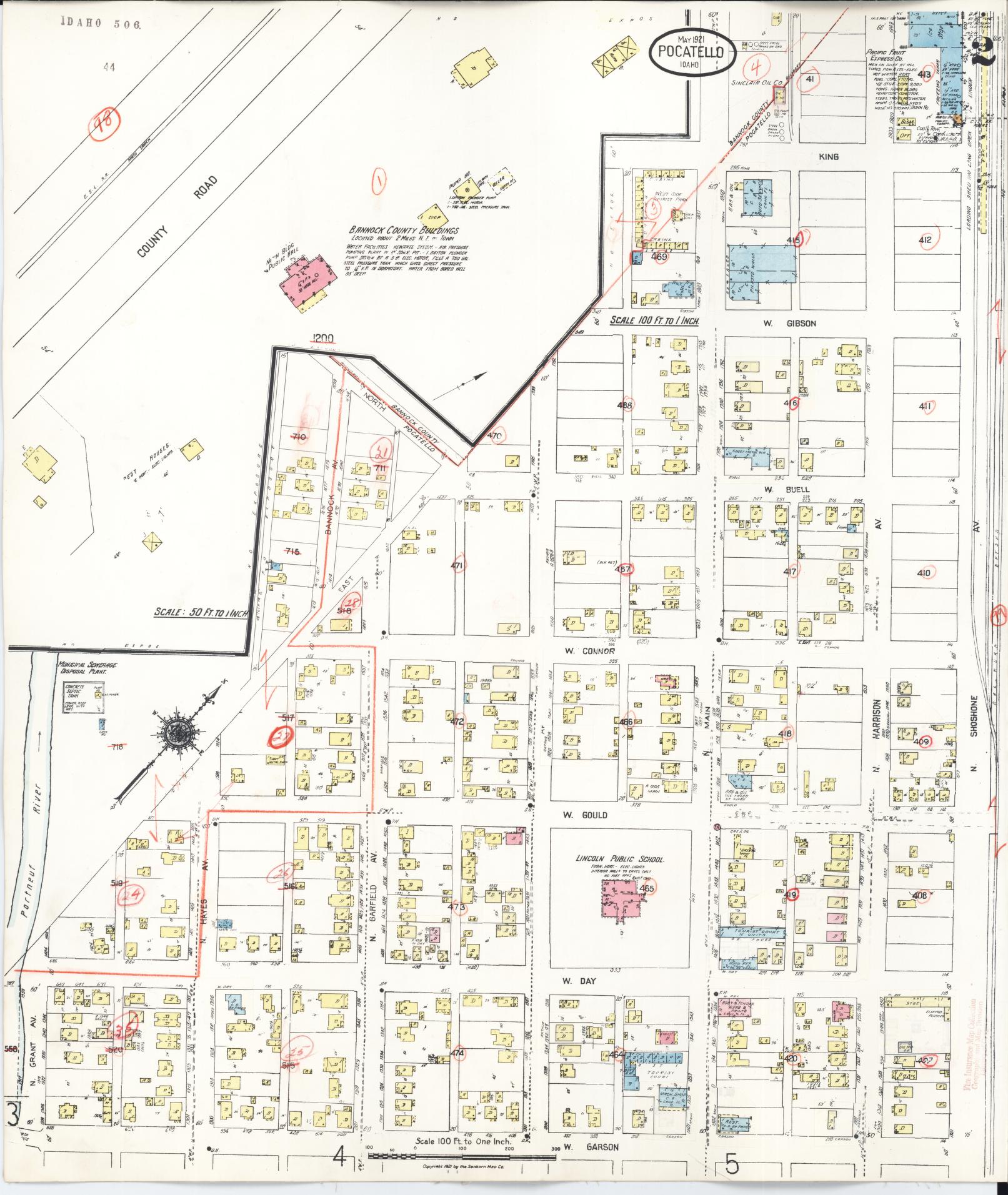 Sanborn Fire Insurance Map from Pocatello, Bannock County, Idaho (1948), Sheet #0002 - Historic Sanborn Fire Insurance Map Print, vintage old map wall art, antique decor, genealogy gift, Idaho Idaho map