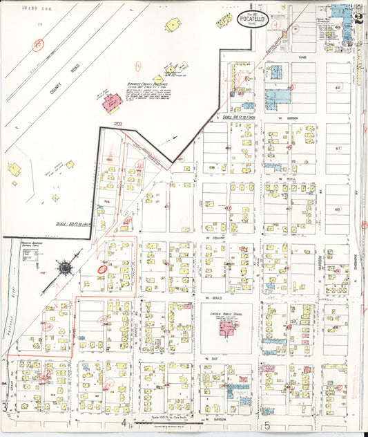 Sanborn Fire Insurance Map from Pocatello, Bannock County, Idaho (1948), Sheet #0002 - Historic Sanborn Fire Insurance Map Print, vintage old map wall art, antique decor, genealogy gift, Idaho Idaho map