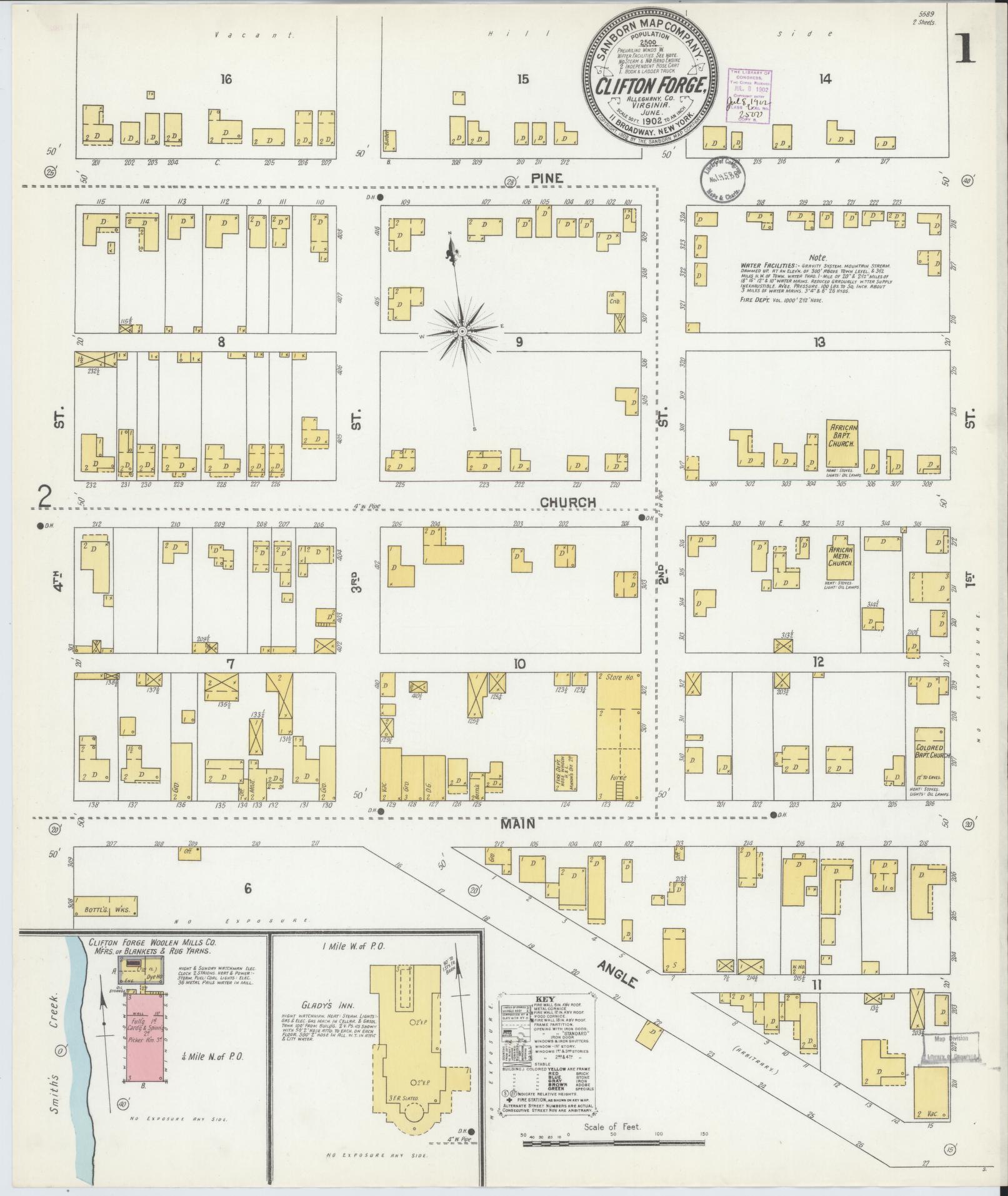 Sanborn Fire Insurance Map from Clifton Forge, Independent Cities (prior to 2001), Virginia. (1902) – Historic Sanborn Fire Insurance Map Print