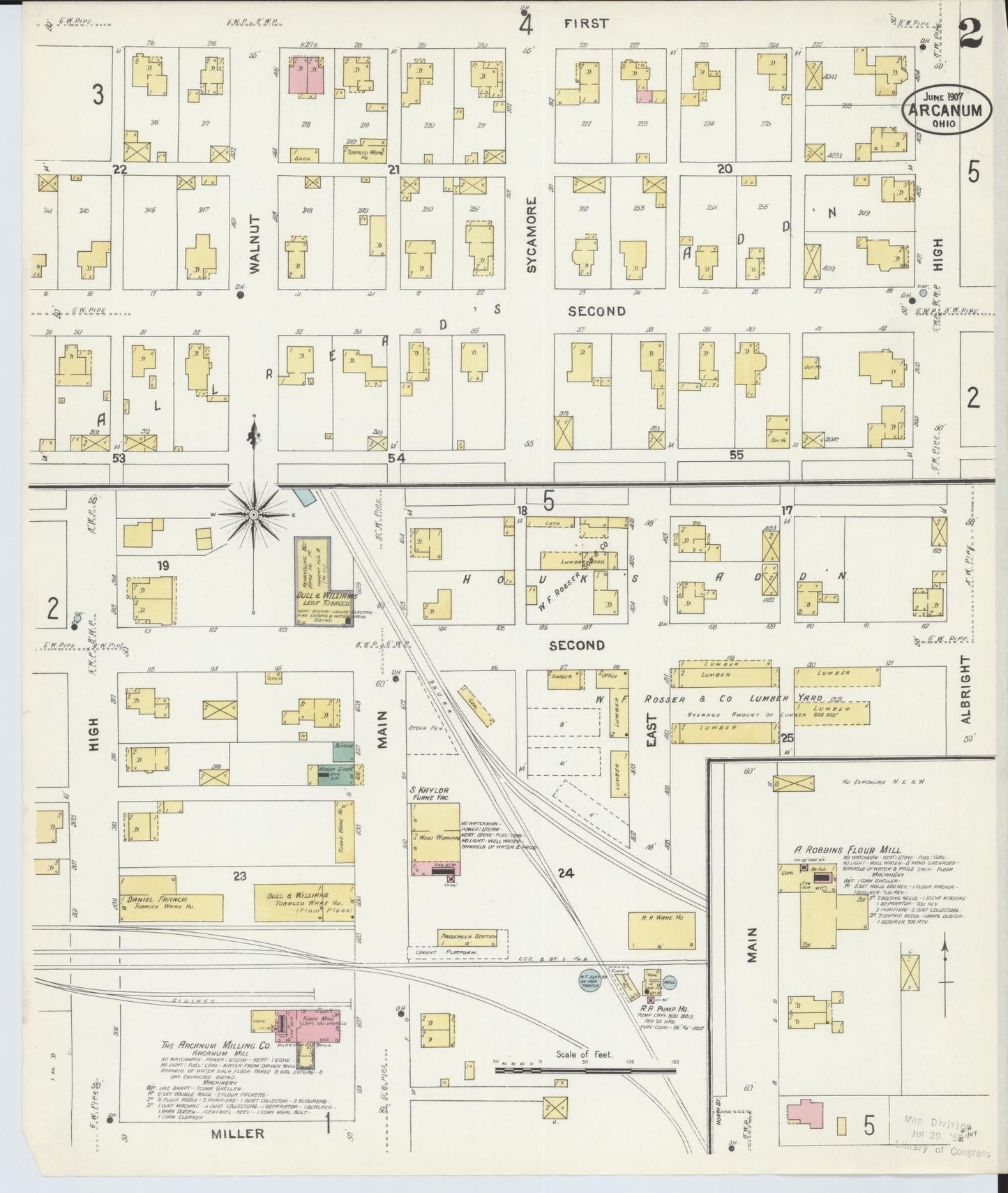 Sanborn Fire Insurance Map from Arcanum, Darke County, Ohio (1907), Sheet #0002 - Historic Sanborn Fire Insurance Map Print, vintage old map wall art, antique decor, genealogy gift, Ohio Ohio map