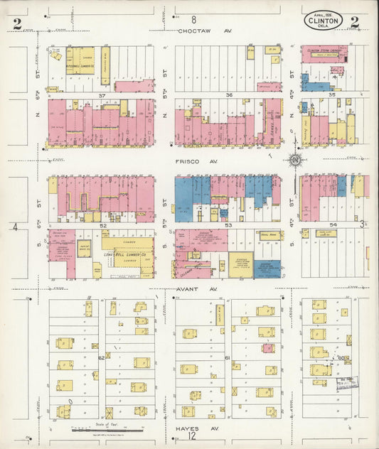 Sanborn Fire Insurance Map from Clinton, Custer County, Oklahoma (1926), Sheet #0002 - Historic Sanborn Fire Insurance Map Print, vintage old map wall art, antique decor, genealogy gift, Oklahoma Oklahoma map
