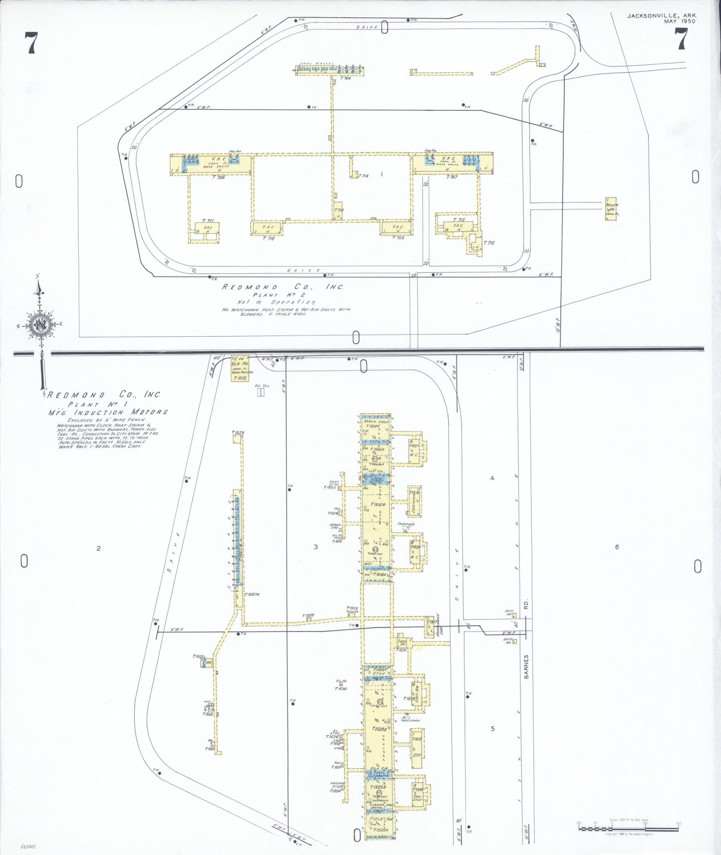 Sanborn Fire Insurance Map from Jacksonville, Pulaski County, Arkansas (1950), Sheet #0007 - Complete Map Set gallery image, historic Sanborn map, vintage wall art, Arkansas Arkansas