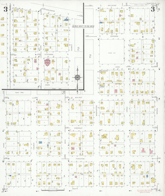 Sanborn Fire Insurance Map from Sheffield, Bureau County, Illinois (1932), Sheet #0003 - Historic Sanborn Fire Insurance Map Print, vintage old map wall art, antique decor, genealogy gift, Illinois Illinois map