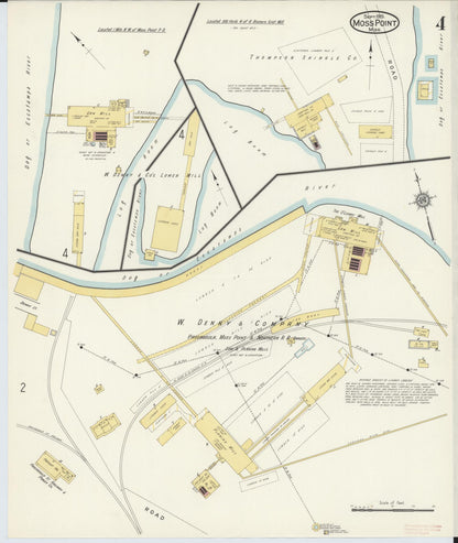 Sanborn Fire Insurance Map from Moss Point, Jackson County, Mississippi (1915), Sheet #0004 - Complete Map Set gallery image, historic Sanborn map, vintage wall art, Mississippi Mississippi