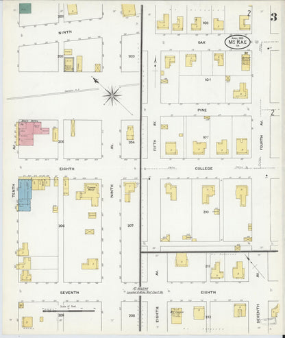 Sanborn Fire Insurance Map from Mcrae, Telfair County, Georgia (1909), Sheet #0003 - Complete Map Set gallery image, historic Sanborn map, vintage wall art, Georgia Georgia
