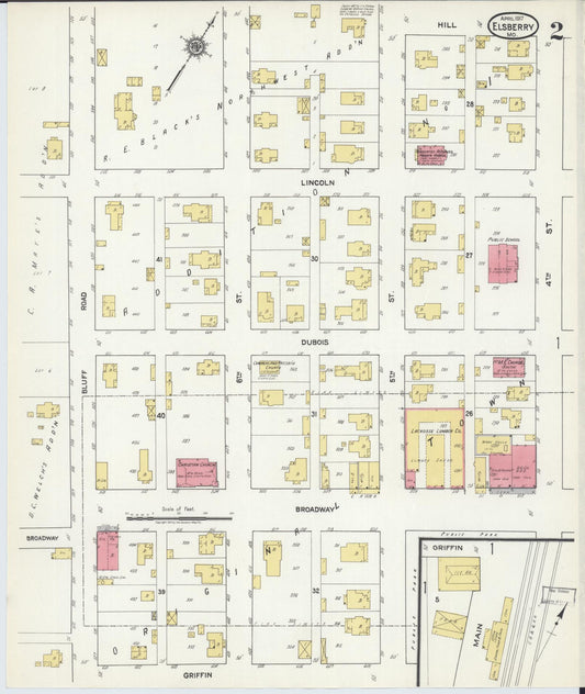 Sanborn Fire Insurance Map from Elsberry, Lincoln County, Missouri (1917), Sheet #0002 - Historic Sanborn Fire Insurance Map Print, vintage old map wall art, antique decor, genealogy gift, Missouri Missouri map