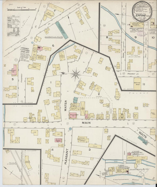 Sanborn Fire Insurance Map from Epping, Rockingham County, New Hampshire (1887), Sheet #0001 - Historic Sanborn Fire Insurance Map Print, vintage old map wall art, antique decor, genealogy gift, New Hampshire New Hampshire map