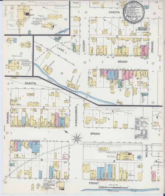 Sanborn Fire Insurance Map from Prescott, Pierce County, Wisconsin (1892), Sheet #0001 - Historic Sanborn Fire Insurance Map Print, vintage old map wall art, antique decor, genealogy gift, Wisconsin Wisconsin map