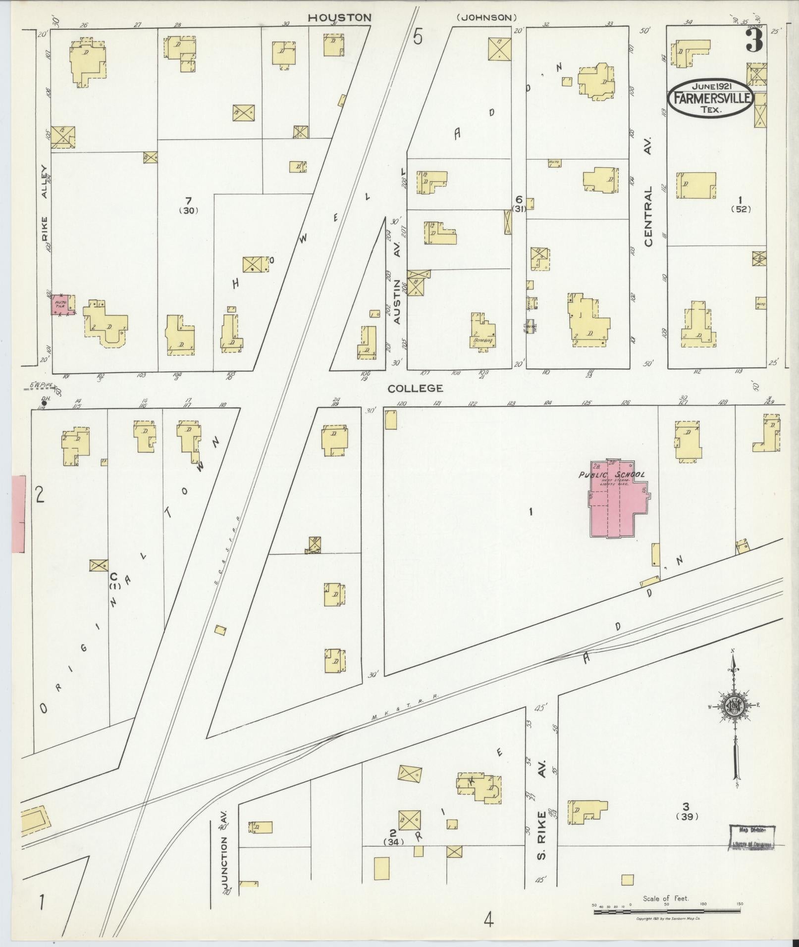 Sanborn Fire Insurance Map from Farmersville, Collin County, Texas (1921), Sheet #0003 - Complete Map Set gallery image, historic Sanborn map, vintage wall art, Texas Texas
