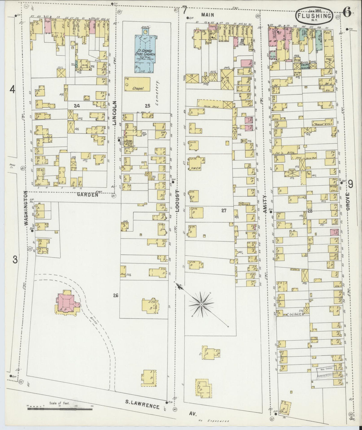 Sanborn Fire Insurance Map from Flushing, Queens County, New York (1897), Sheet #0006 - Complete Map Set gallery image, historic Sanborn map, vintage wall art, New York New York