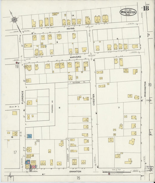 Sanborn Fire Insurance Map from Winchester, Middlesex County, Massachusetts (1921), Sheet #0018 - Historic Sanborn Fire Insurance Map Print, vintage old map wall art, antique decor, genealogy gift, Massachusetts Massachusetts map