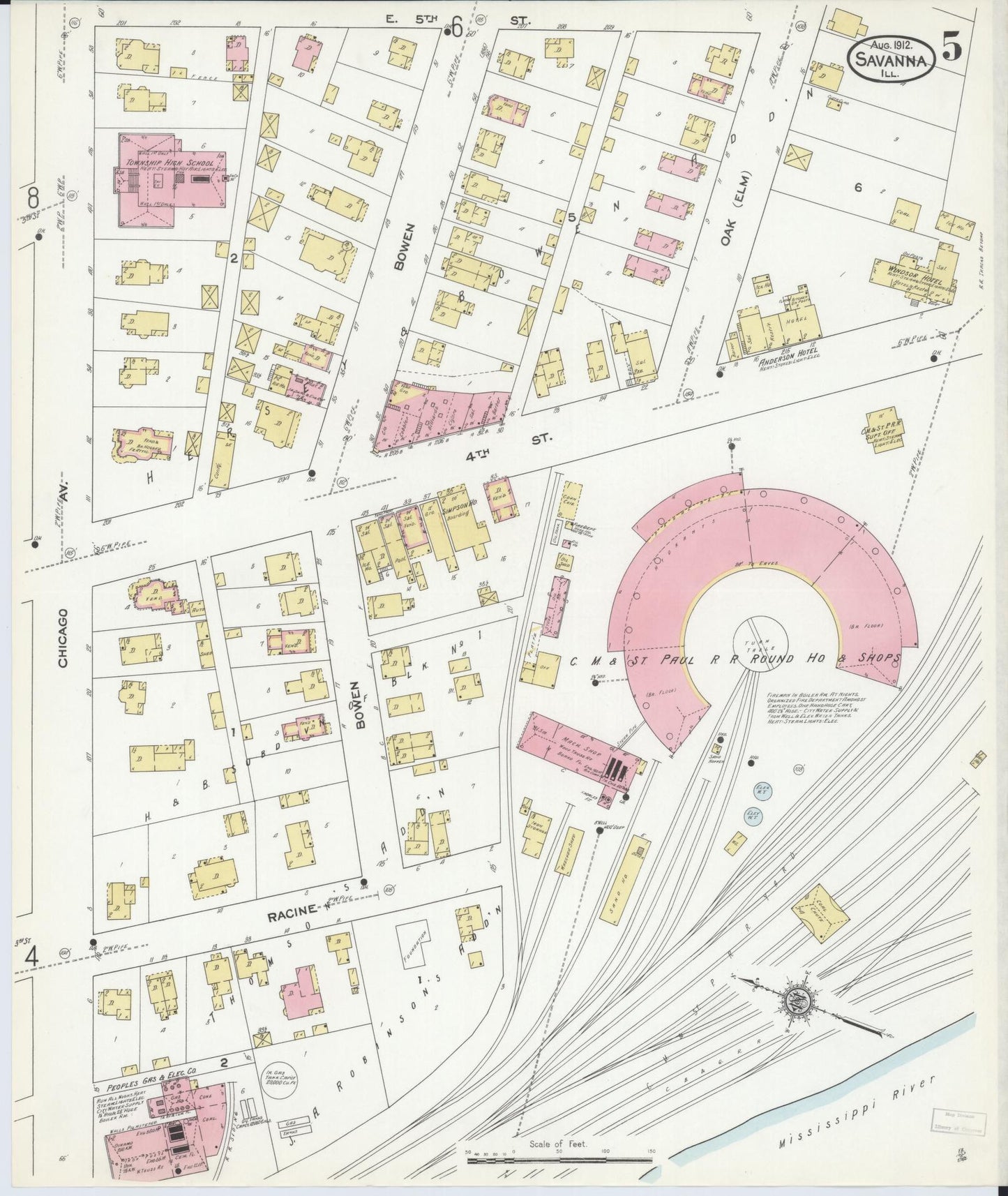 Sanborn Fire Insurance Map from Savanna, Carroll County, Illinois (1912), Sheet #0005 - Complete Map Set gallery image, historic Sanborn map, vintage wall art, Illinois Illinois