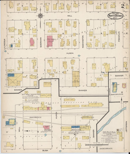 Sanborn Fire Insurance Map from North Branch, Lapeer County, Michigan (1922), Sheet #0002 - Complete Map Set gallery image, historic Sanborn map, vintage wall art, Michigan Michigan
