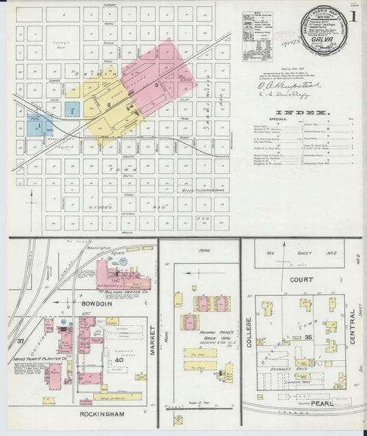 Sanborn Fire Insurance Map from Galva, Henry County, Illinois (1892), Sheet #0001 - Complete Map Set gallery image, historic Sanborn map, vintage wall art, Illinois Illinois