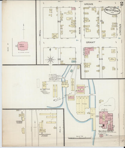 Sanborn Fire Insurance Map from West Point, Cuming County, Nebraska (1886), Sheet #0002 - Complete Map Set gallery image, historic Sanborn map, vintage wall art, Nebraska Nebraska