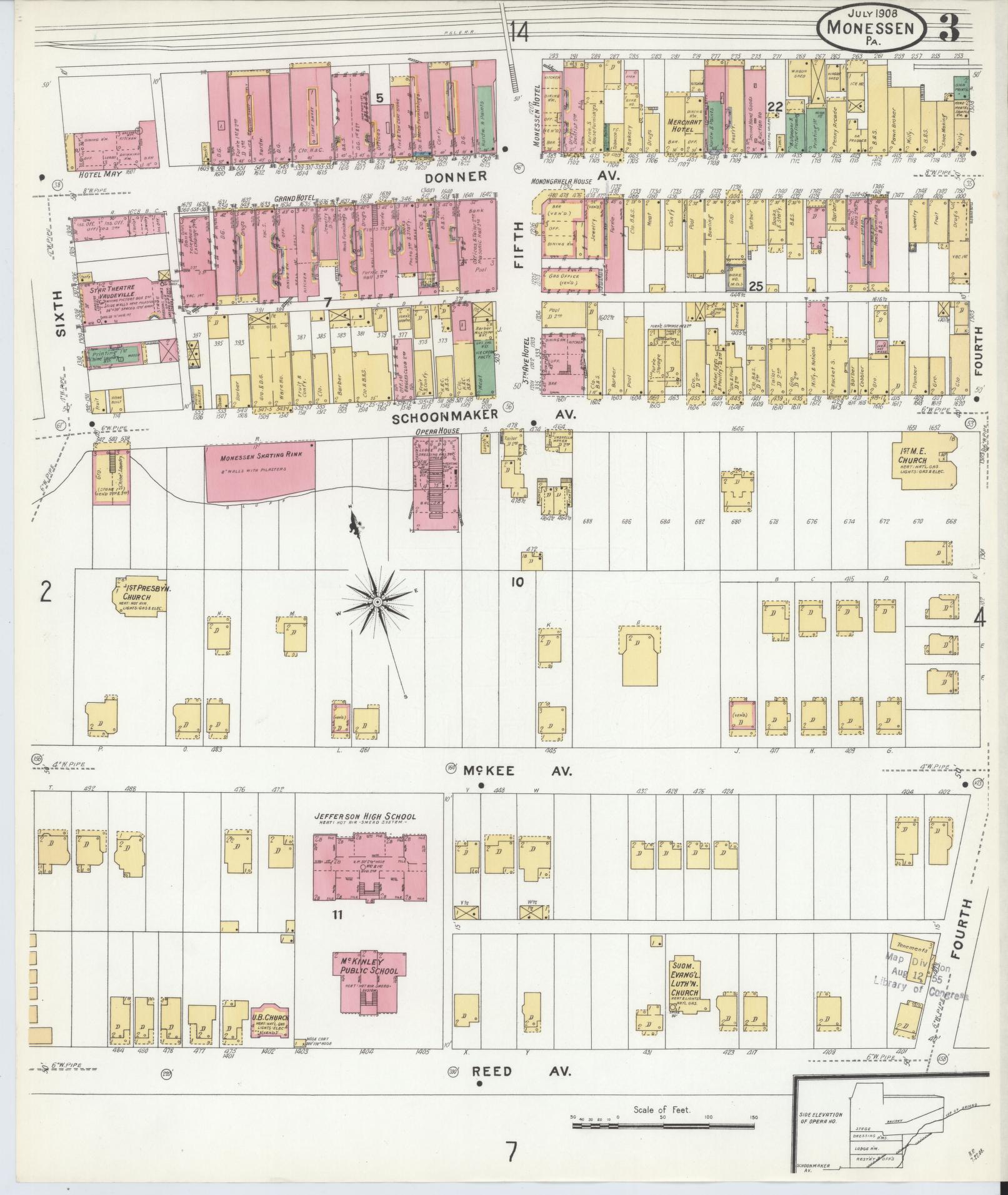 Sanborn Fire Insurance Map from Monessen, Westmoreland County, Pennsylvania (1908), Sheet #0003 - Complete Map Set gallery image, historic Sanborn map, vintage wall art, Pennsylvania Pennsylvania