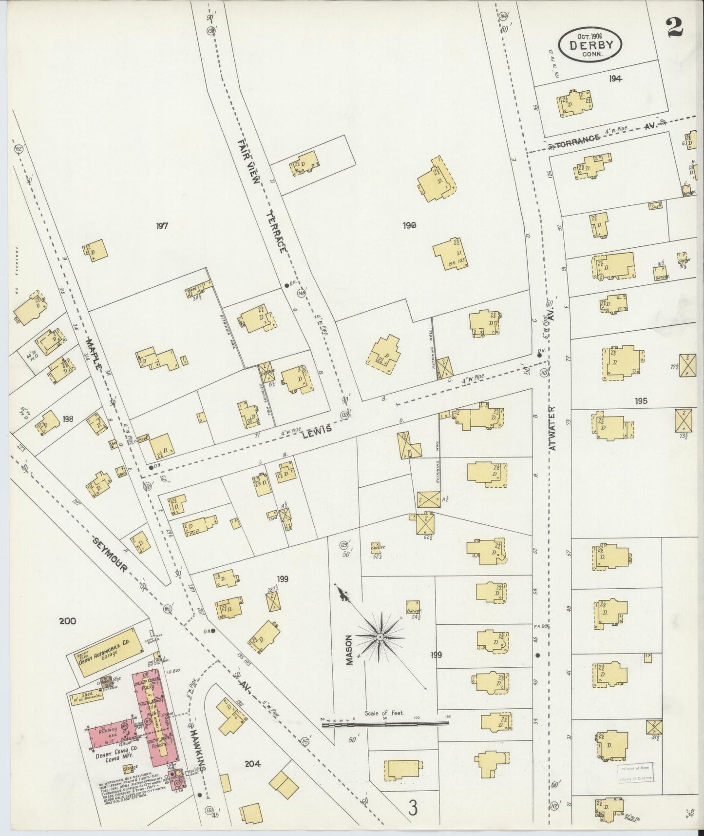 Sanborn Fire Insurance Map from Derby, New Haven County, Connecticut (1906), Sheet #0002 - Complete Map Set gallery image, historic Sanborn map, vintage wall art, Connecticut Connecticut