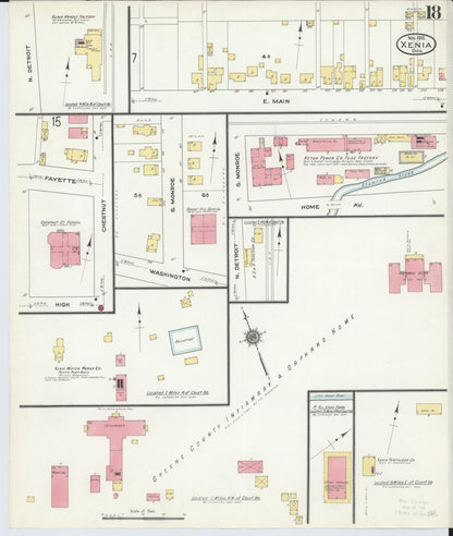 Sanborn Fire Insurance Map from Xenia, Greene County, Ohio (1910), Sheet #0018 - Historic Sanborn Fire Insurance Map Print, vintage old map wall art, antique decor, genealogy gift, Ohio Ohio map