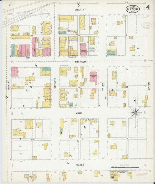 Sanborn Fire Insurance Map from Glencoe, Mcleod County, Minnesota (1899), Sheet #0004 - Historic Sanborn Fire Insurance Map Print, vintage old map wall art, antique decor, genealogy gift, Minnesota Minnesota map