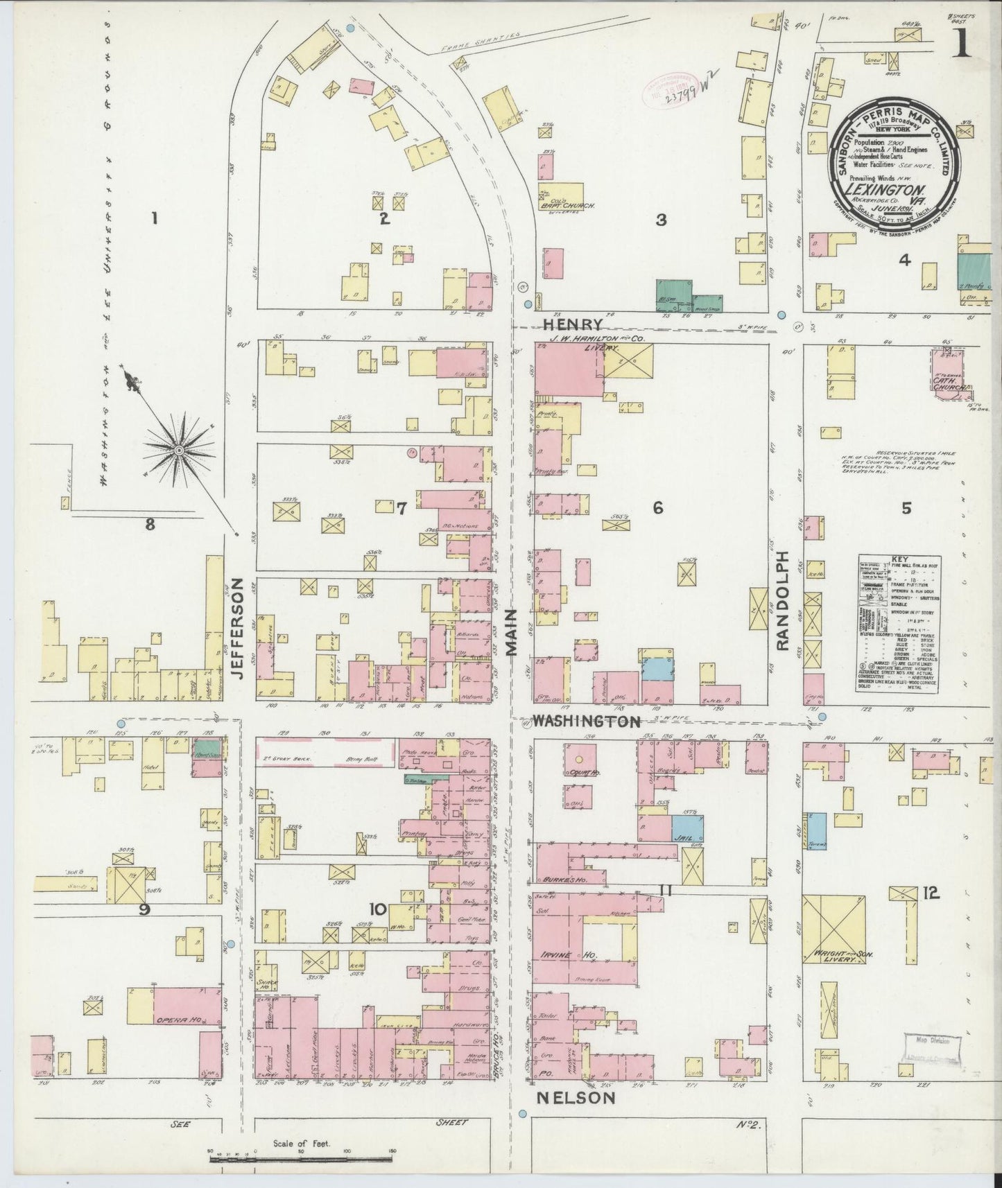 Sanborn Fire Insurance Map from Lexington, Independent Cities, Virginia. (1891) – Historic Sanborn Fire Insurance Map Print