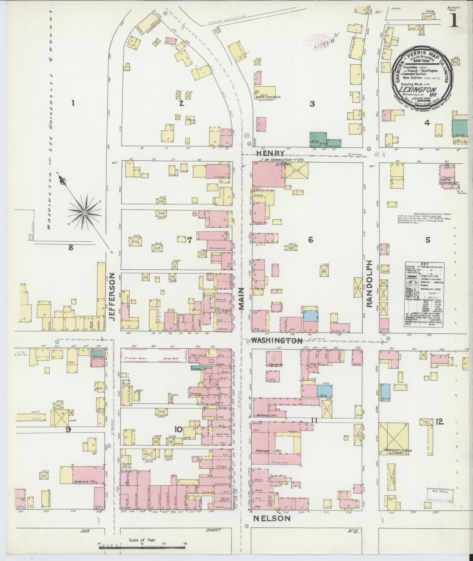 Sanborn Fire Insurance Map from Lexington, Independent Cities, Virginia. (1891) – Historic Sanborn Fire Insurance Map Print