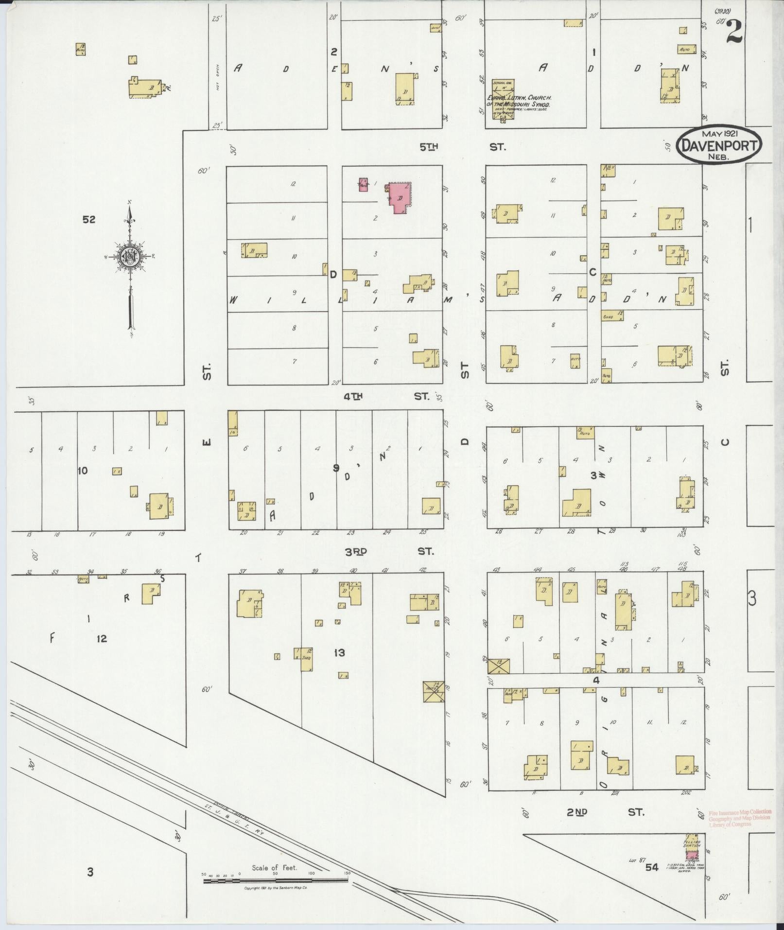 Sanborn Fire Insurance Map from Davenport, Thayer County, Nebraska (1921), Sheet #0002 - Complete Map Set gallery image, historic Sanborn map, vintage wall art, Nebraska Nebraska