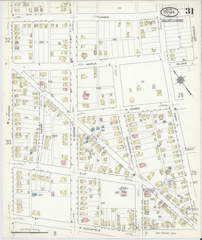 Sanborn Fire Insurance Map from Rome, Oneida County, New York (1914), Sheet #0031 - Historic Sanborn Fire Insurance Map Print, vintage old map wall art, antique decor, genealogy gift, New York New York map