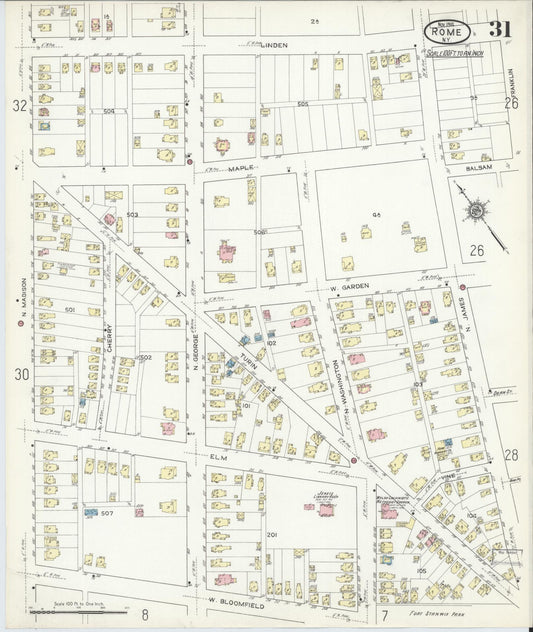 Sanborn Fire Insurance Map from Rome, Oneida County, New York (1914), Sheet #0031 - Historic Sanborn Fire Insurance Map Print, vintage old map wall art, antique decor, genealogy gift, New York New York map