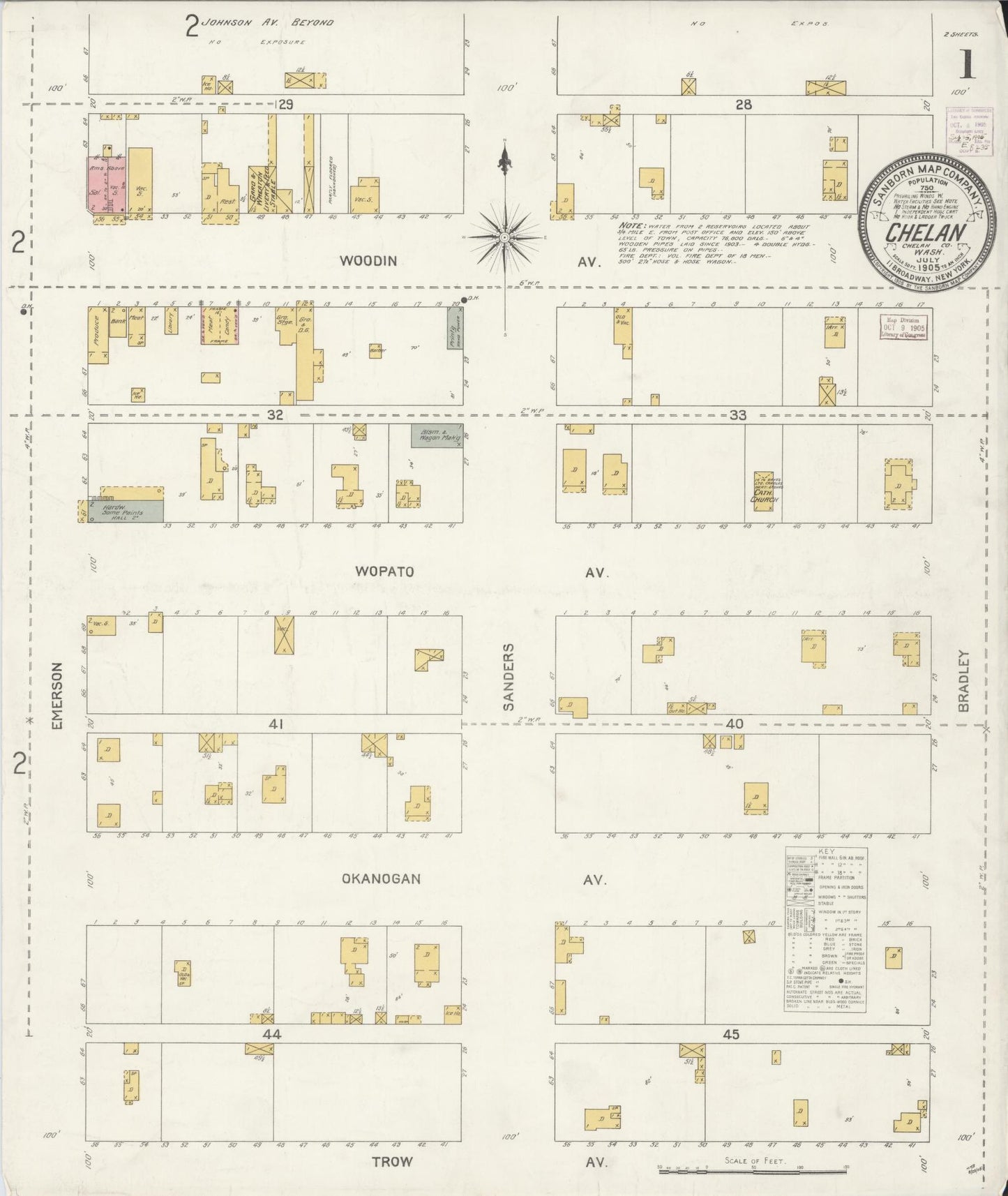 Sanborn Fire Insurance Map from Chelan, Chelan County, Washington (1905), Sheet #0001 - Complete Map Set gallery image, historic Sanborn map, vintage wall art, Washington Washington