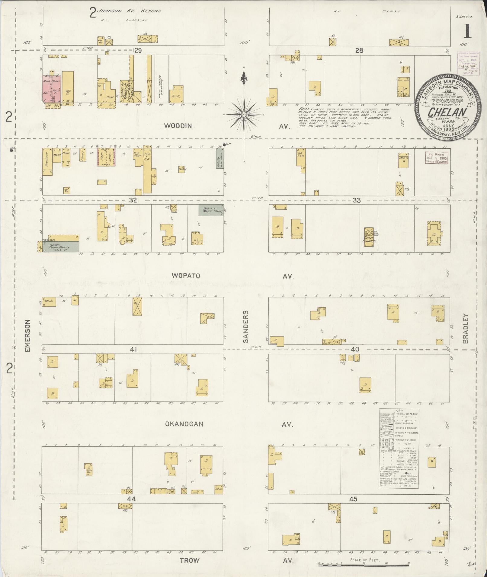 Sanborn Fire Insurance Map from Chelan, Chelan County, Washington (1905), Sheet #0001 - Complete Map Set gallery image, historic Sanborn map, vintage wall art, Washington Washington