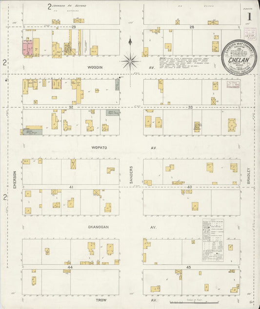 Sanborn Fire Insurance Map from Chelan, Chelan County, Washington (1905), Sheet #0001 - Complete Map Set gallery image, historic Sanborn map, vintage wall art, Washington Washington