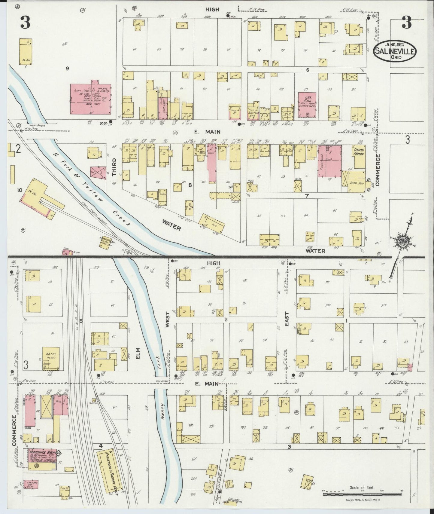 Sanborn Fire Insurance Map from Salineville, Columbiana County, Ohio (1924), Sheet #0003 - Complete Map Set gallery image, historic Sanborn map, vintage wall art, Ohio Ohio