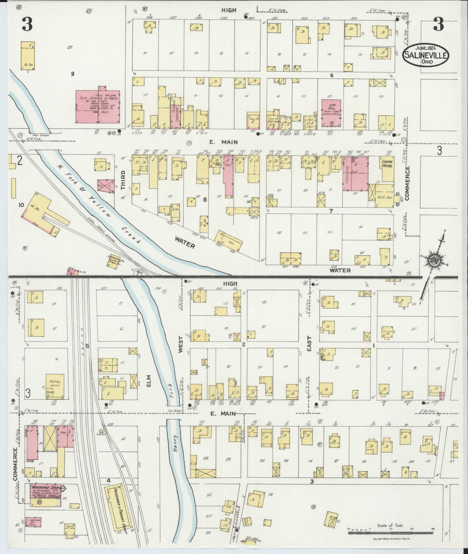 Sanborn Fire Insurance Map from Salineville, Columbiana County, Ohio (1924), Sheet #0003 - Complete Map Set gallery image, historic Sanborn map, vintage wall art, Ohio Ohio