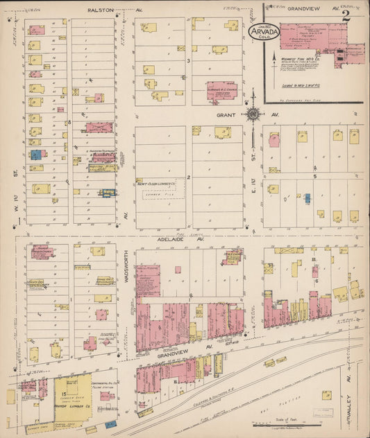 Sanborn Fire Insurance Map from Arvada, Jefferson County, Colorado (1922), Sheet #0002 - Historic Sanborn Fire Insurance Map Print, vintage old map wall art, antique decor, genealogy gift, Colorado Colorado map