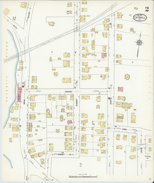 Sanborn Fire Insurance Map from Catskill, Greene County, New York (1912), Sheet #0002 - Historic Sanborn Fire Insurance Map Print, vintage old map wall art, antique decor, genealogy gift, New York New York map